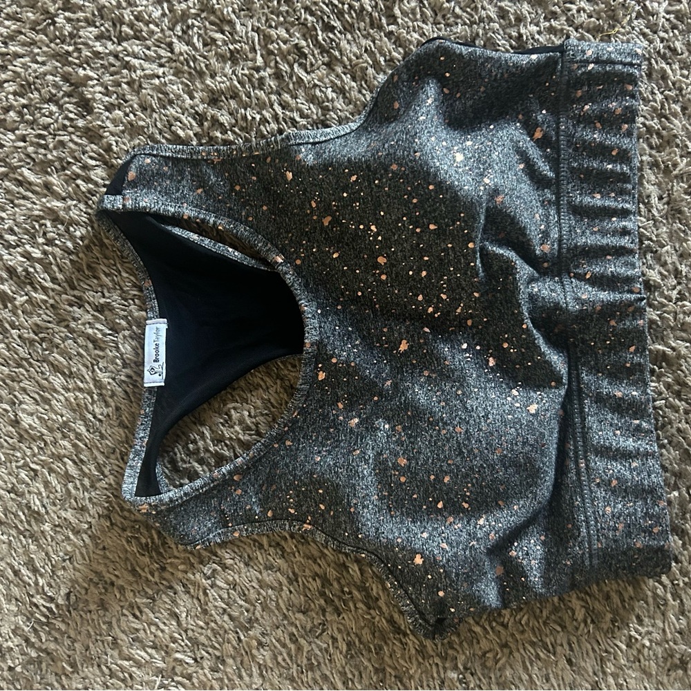 Sparkly Gray and Gold Sports Bra